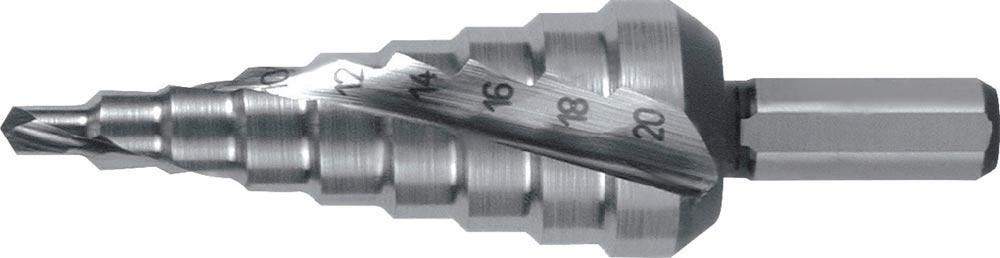 Stufenbohrer Bohrbereich 4-20 mm HSS spiralgenutet Schneidenanzahl 2 Stufenanzahl 9