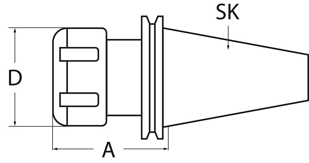Spannzangenfutter ER DIN 69871AD Spann-Ø 1-10 mm SK40 Auskraglänge 100 mm