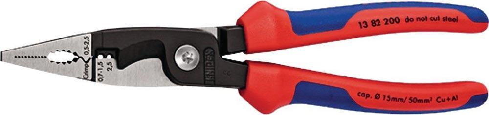 Elektroinstallationszange Länge 200 mm poliert Mehrkomponentenhüllen mit Öffnungsfeder