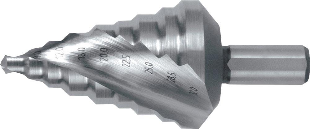 Stufenbohrer Bohrbereich 6-32 mm HSS spiralgenutet Schneidenanzahl 2 Stufenanzahl 9