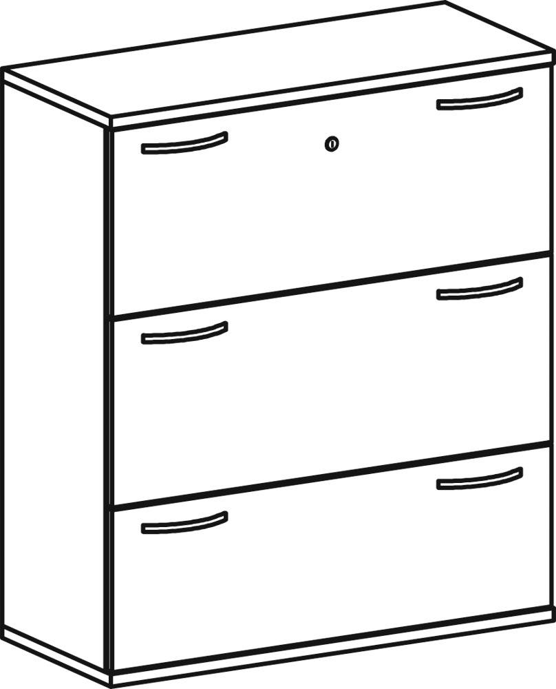 Hängeregistraturschrank, BxTxH 1000x425x1152 mm, 3 Hängeregistraturen, Schloss, lichtgrau