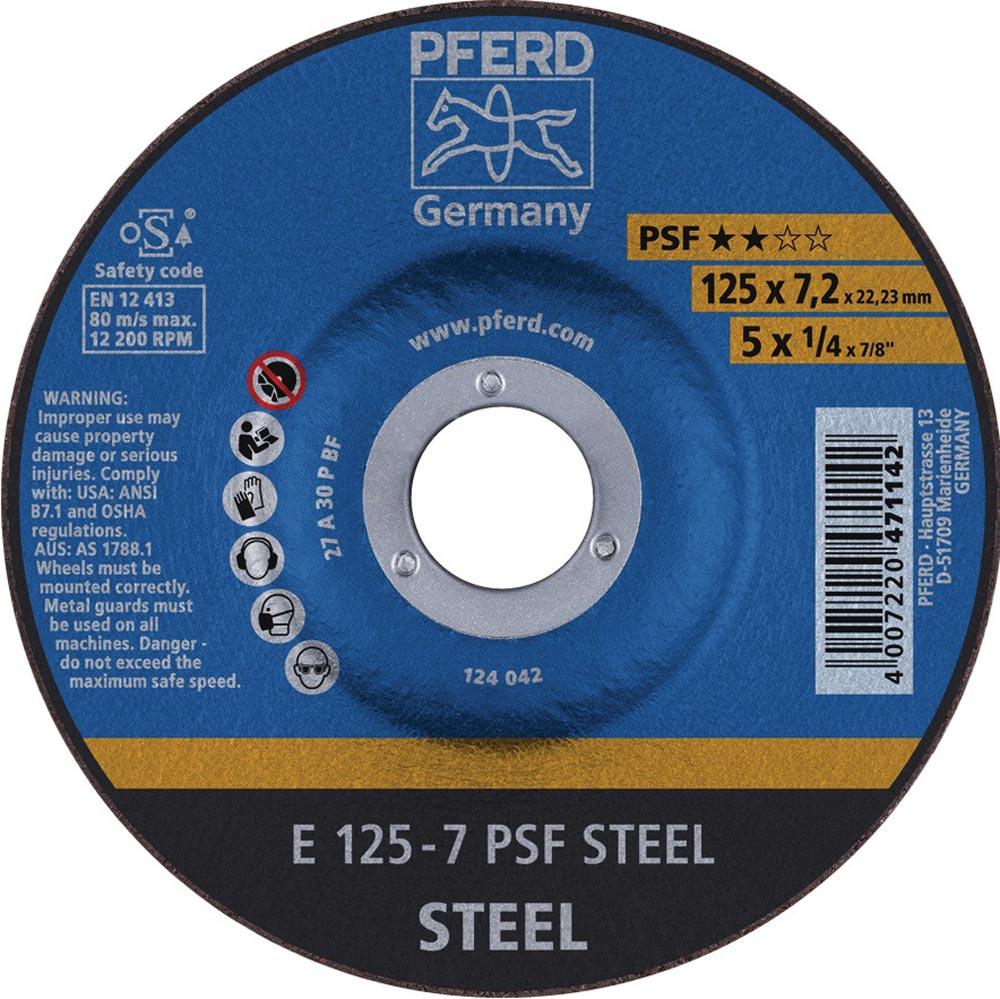 Schruppscheibe PSF STEEL D125xS7,2mm gekröpft Stahl Bohrung 22,23 mm