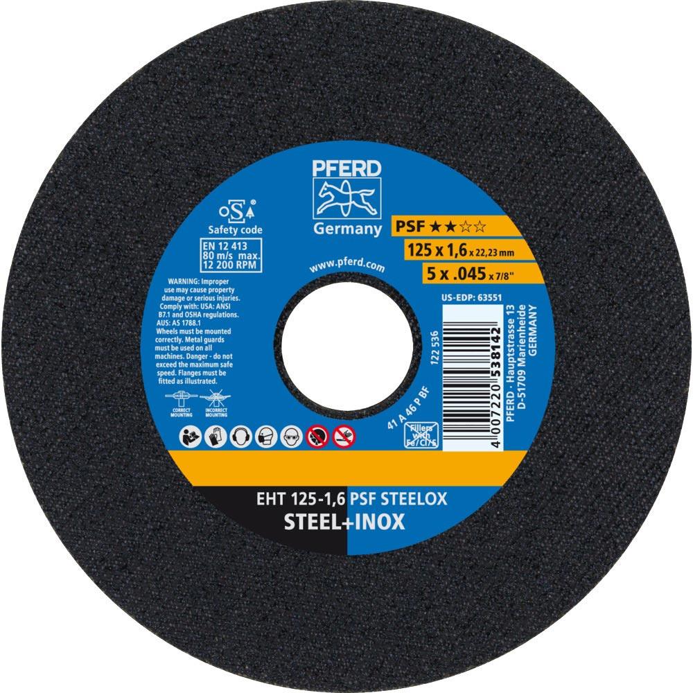 Trennscheibe PSF STEELOX D125x1,6mm gerade INOX Bohrung 22,23 mm