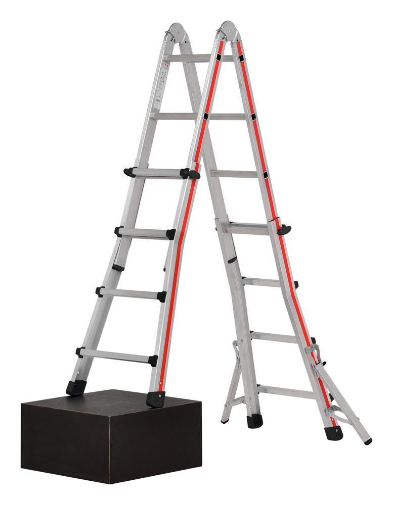 Teleskopleiter, 4x6 Sprossen, Länge als Anlegeleiter 6,26 m, als ausgefahrene Stehleiter 3,03 m,  zusammengeklappt 1800 mm, 19,0 kg, mit Auslegern