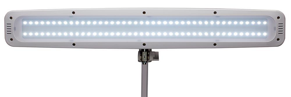 LED-Leuchte WORK, Klemmfuß, Höhe 500 mm, 84 LEDs, 21 W, getrennt einschaltbar, dimmbar, weiß