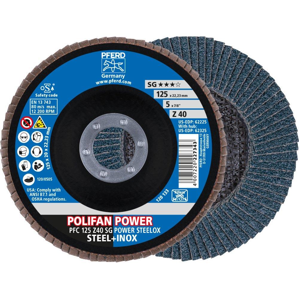 Fächerscheibe POLIFAN Z SG POWER STEELOX Ø 125 mm Körnung 40 INOX Zirkonkorund Ausführung konisch