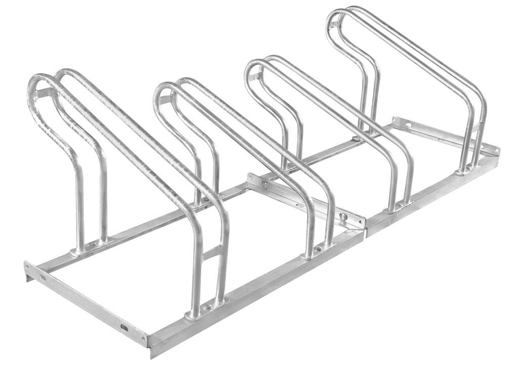 Fahrradständer, Stahl verzinkt, einseitig, 4er-Stand, Radabst. 350 mm, Gesamtl. 1400 mm