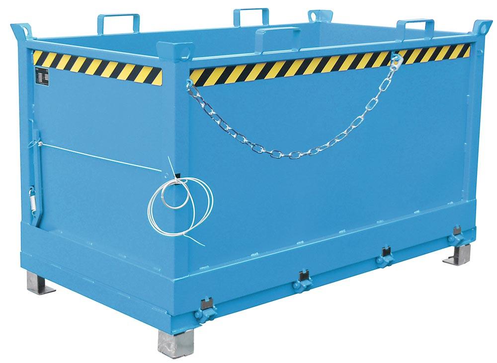 Klappbodenbehälter, Gummifederung, LxBxH 1040x1845x1145 mm, Vol. 1,5 cbm, Traglast 1500 kg, lackiert RAL 5012 lichtblau