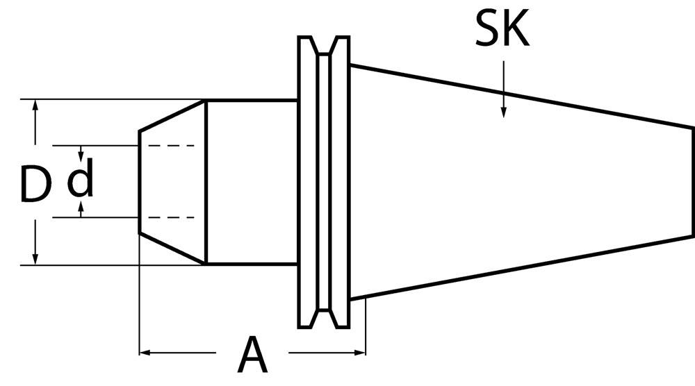 Flächenspannfutter DIN 69871AD Weldon Spann-Ø 12 mm SK40 Auskraglänge 100 mm