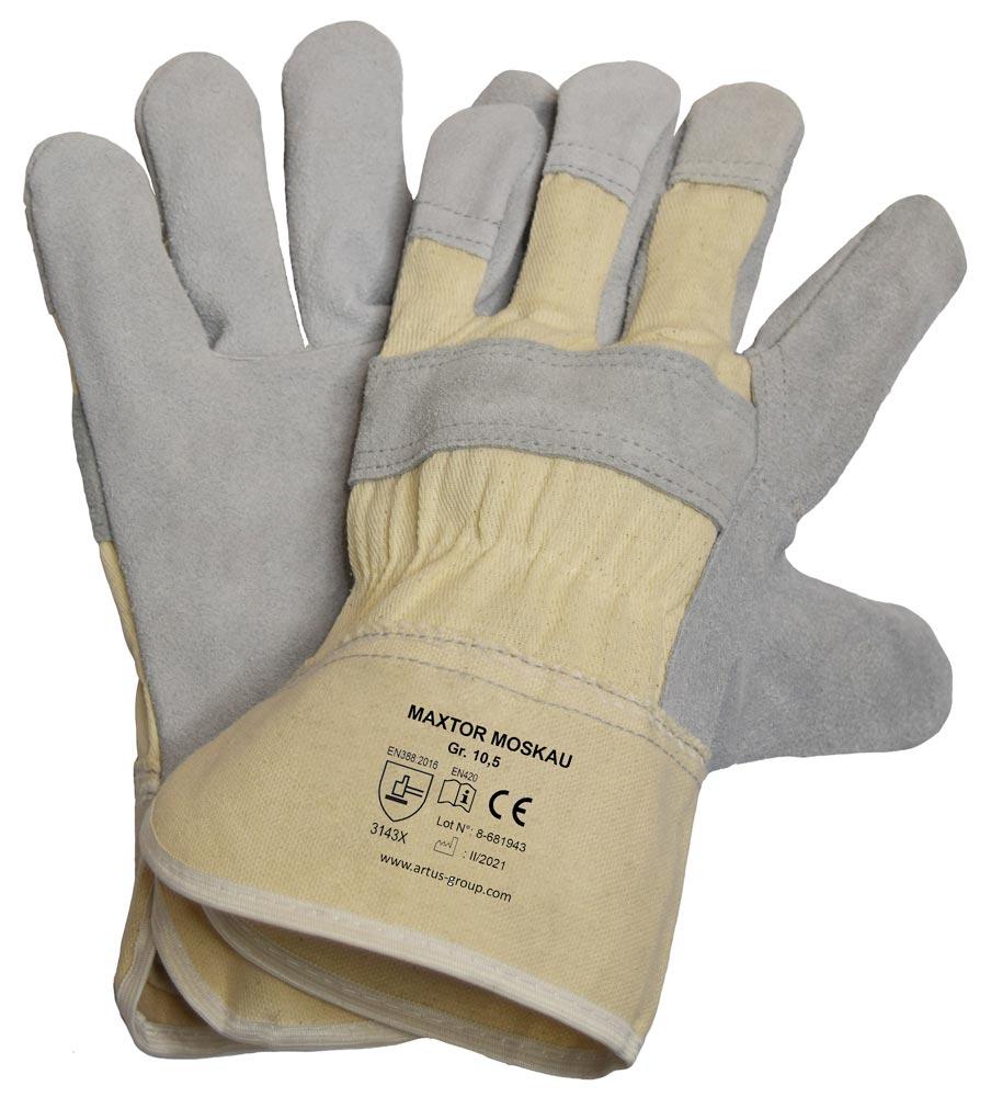 Rindspaltleder-Handschuhe Moskau, grau, Gr.10,5