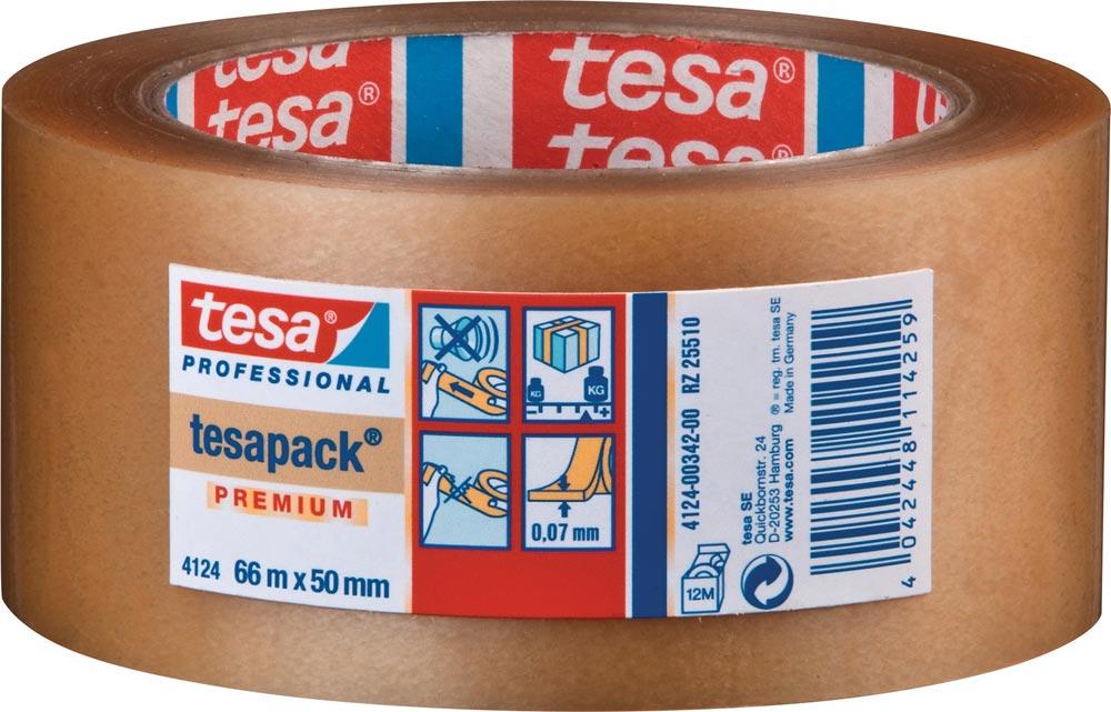 Verpackungsklebeband PVC tesapack® 4124 farblos Länge 66 m Breite 50 mm Rolle
