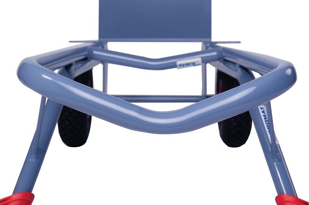 Stapelkarre mit Kufen Höhe 1300 mm Schaufel-L250xB320mm Luft-Bereifung Tragfähigkeit 300 kg taubenblau, RAL 5014