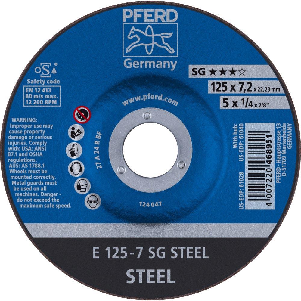 Schruppscheibe SG STEEL D125xS7,2mm gekröpft Stahl Bohrung 22,23 mm