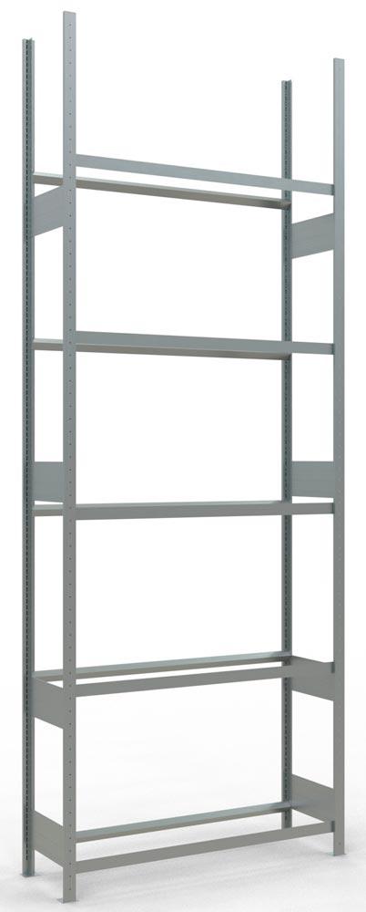 Reifen-/Räderregal, Grundfeld, verzinkt, BxTxH 1300x400x3500 mm, 5 Lagerebenen, Fachlast 150 kg