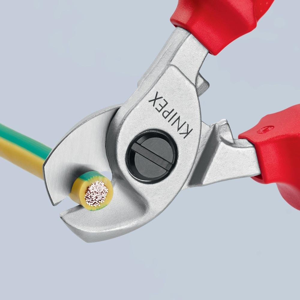 Kabelschere Länge 165 mm Kopf verchromt VDE mit Befestigungsöse Mehrkomponenten-Hüllen Form 1
