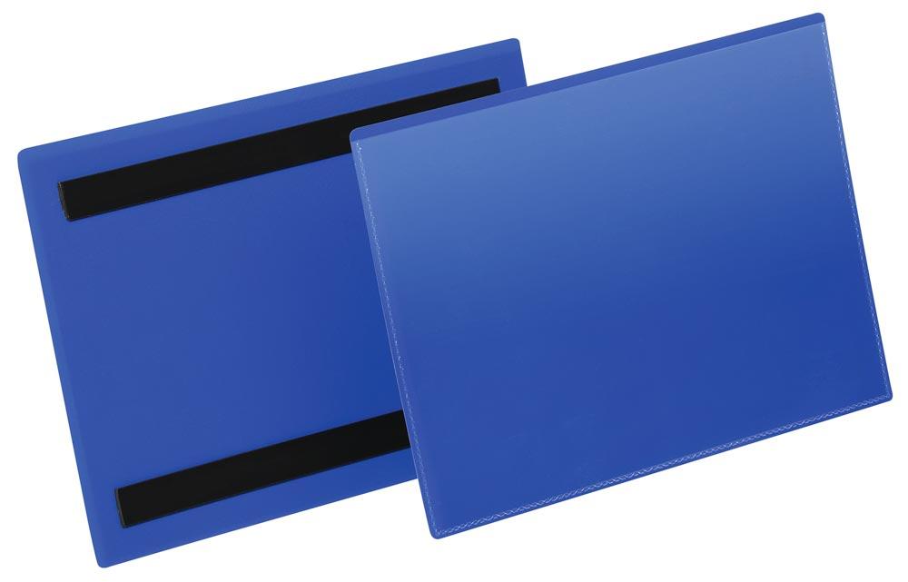 Magnetische Kennzeichnungstasche 1/2 DIN A5 quer BxH 210x74 mm, mit zwei rückseitigen Magnetstreifen, VE 50 Stück, dunkelblau