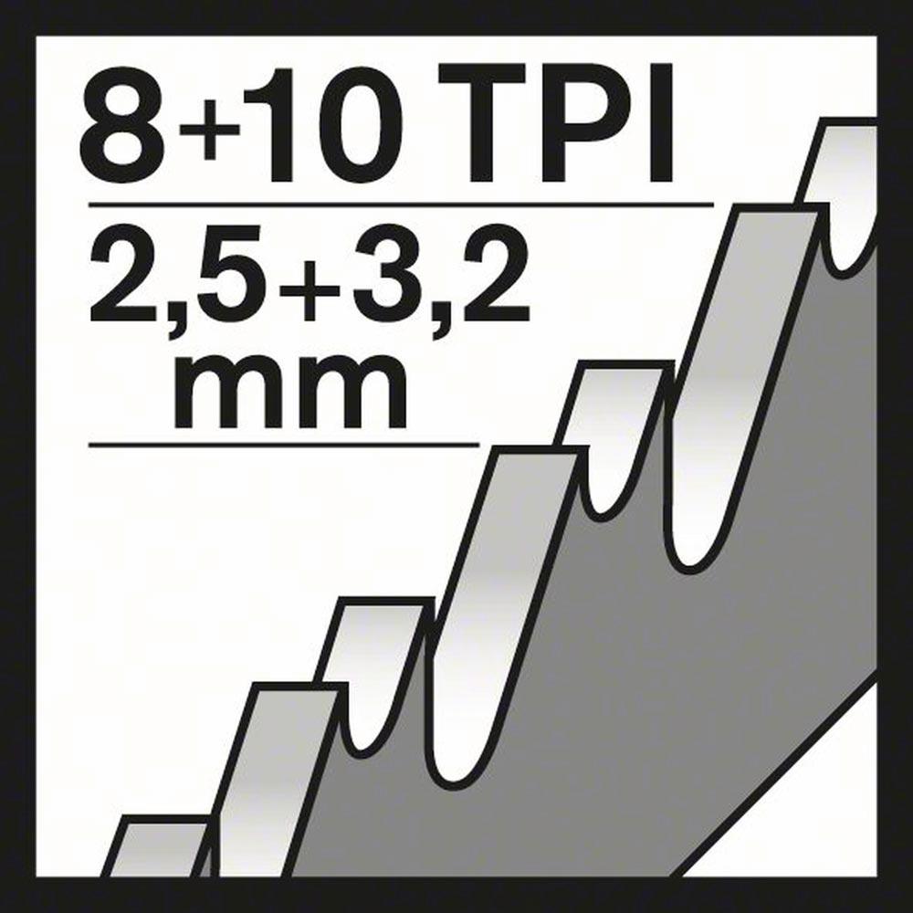 Säbelsägeblatt S 1226 CHF Länge 300 mm Breite 25 mm Zahnteilung TPI 8+10 2,5+3,2 mm 2 x 2 Geometrie 5er Pack
