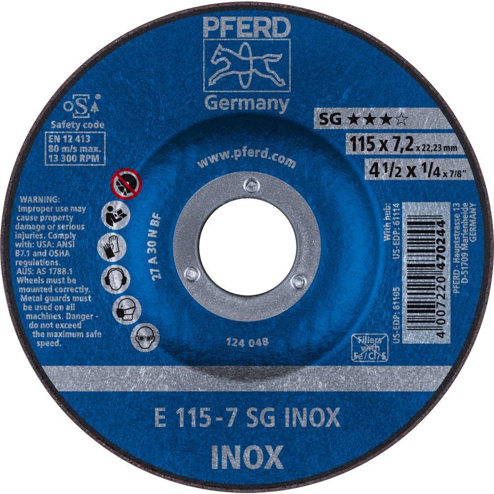 Schruppscheibe SG INOX D115xS7mm gekröpft INOX Bohrung 22,23 mm