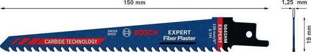 Säbelsägeblatt Expert Fiber Plaster S 641 HM Länge 150 mm Breite 19 mm 4,3 mm S-Schaft 1 Stück / Karte
