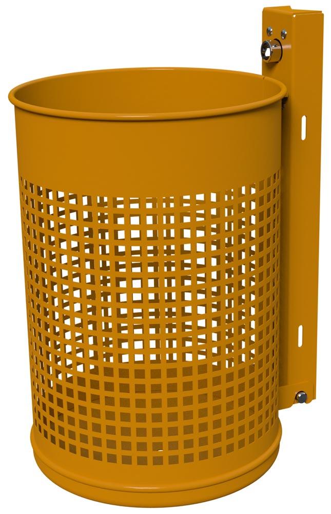 Abfallbehälter 20 l, Ausf. gelocht, DxH. 265x410 mm, inkl. Befestigungsschiene + Dreikantschlüssel, RAL 2000