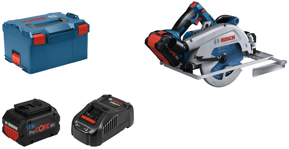 BOSCH Akku-Kreissäge GKS 18V-68 GC, 2x5.5Ah ProCORE18V, GAL 1880 CV L-BOXX 238