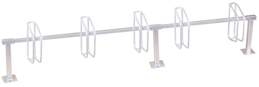 Fahrradständer, Stahl verzinkt, einseitig, Radeinstellung 500 mm, Aufdübeln, 5er Stand,  Gesamtl. 2500 mm