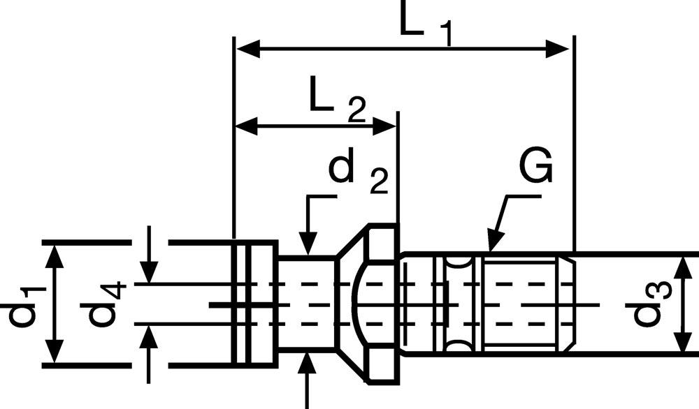 Anzugsbolzen ISO 7388-3 Form AD SK40 mit Bohrung