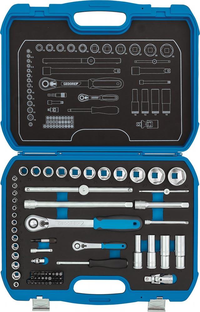 Steckschlüsselsatz 19 BMC 20 69-teilig 1/4 + 1/2  Schlüsselweiten 4-32 mm Anzahl Zähne 60/40 6-Kant