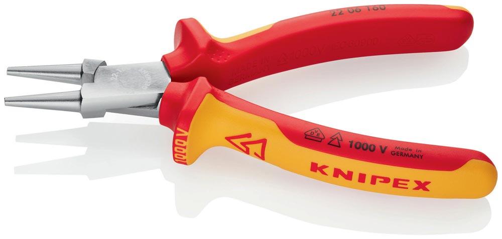 Rundzange Länge 160 mm Zange verchromt VDE Mehrkomponenten-Hüllen