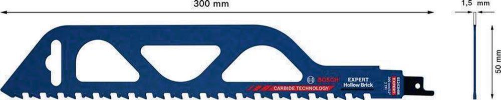 Säbelsägeblatt Expert Hollow Brick Länge 300 mm Breite 50 mm Zahnteilung TPI 2 12,7 mm S-Schaft 1 Stück / Karte