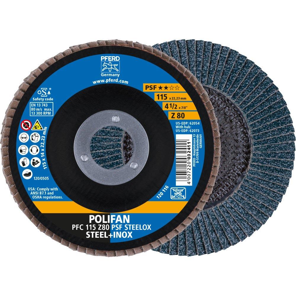 Fächerscheibe POLIFAN Z PSF STEELOX Ø 115 mm Körnung 80 konisch Stahl / INOX Zirkonkorund