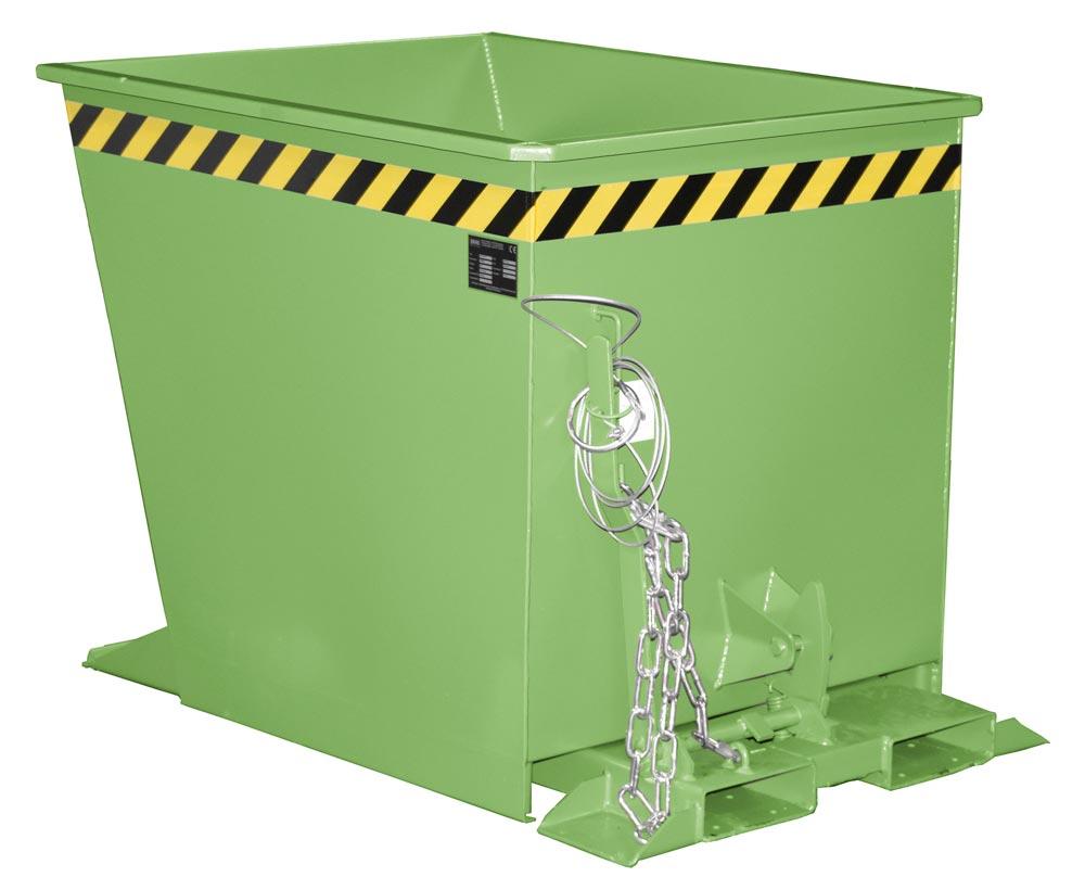 Kippbehälter, Stahl, LxBxH 1230x875x880 mm, Volumen 0,55 cbm, Traglast 1000 kg, Farbe RAL 6011 resedagrün