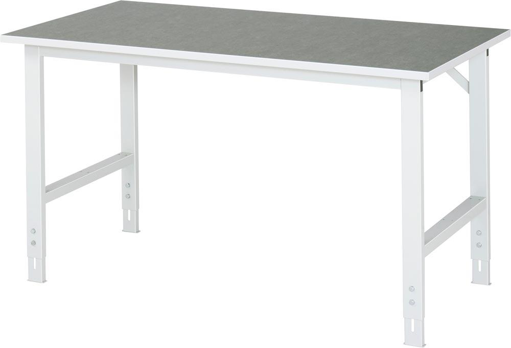 Arbeitstisch, Grundtisch, stufenlos manuell höhenverstellbar, Platte Linoleum, BxTxH 1250x800x760-1080 mm, RAL 7035