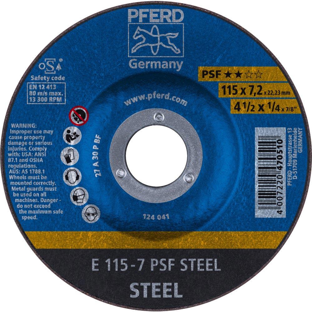 Schruppscheibe PSF STEEL D115xS7,2mm gekröpft Stahl Bohrung 22,23 mm