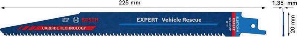 Säbelsägeblatt Expert Automotive Steel Länge 225 mm Breite 20 mm Zahnteilung TPI 8 3 mm S-Schaft 1 Stück / Karte
