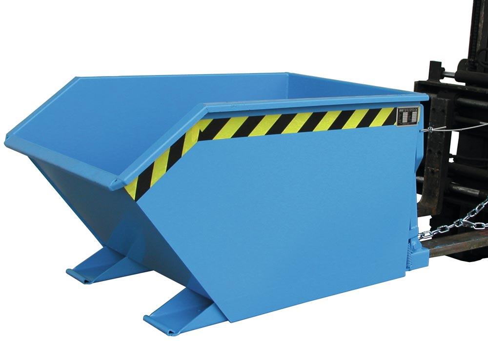 Mulden-Selbstkippbehälter, automatischer Aufrichter, Traglast 1000 kg, LxBxH 1440x780x680 mm, Vol. 0,50 cbm, RAL 5012 lichtblau