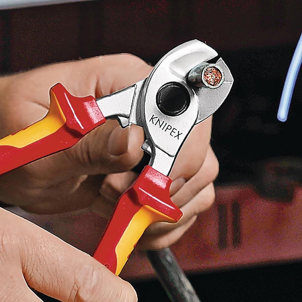 Kabelschere Länge 165 mm Kopf verchromt VDE mit Befestigungsöse Mehrkomponenten-Hüllen Form 1