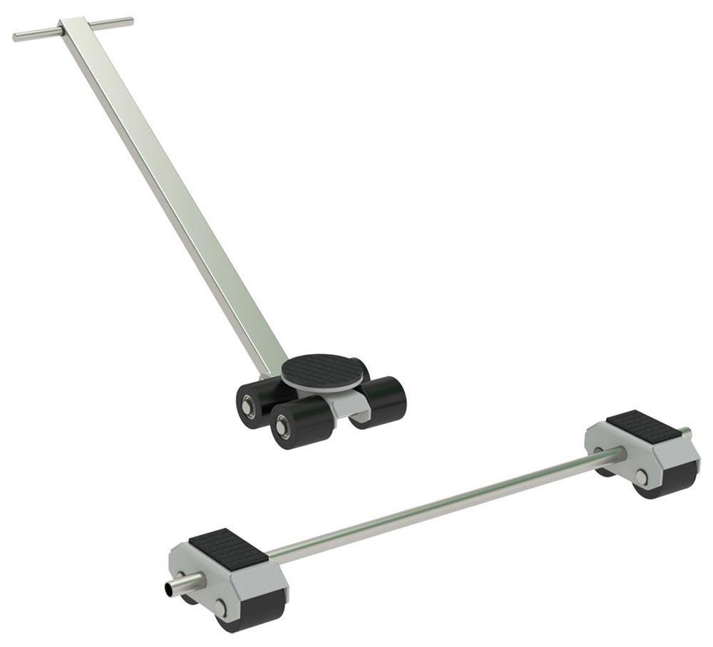 Transportfahrwerk lenkbar, Traglast 3000 kg, 1 Kassette, 4 Polyurethanrollen, Lenkstange