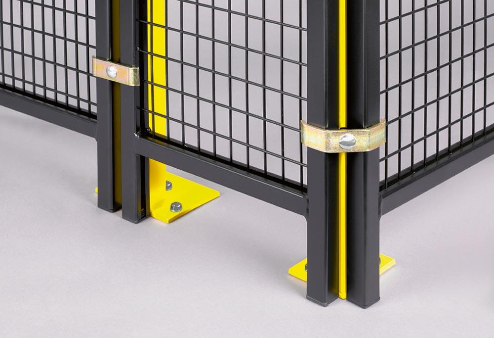 Doppel-Flügeltür für Maschinenschutzgitter, abschließbar, BxH 2000x2000 mm, RAL 1018 zinkgelb