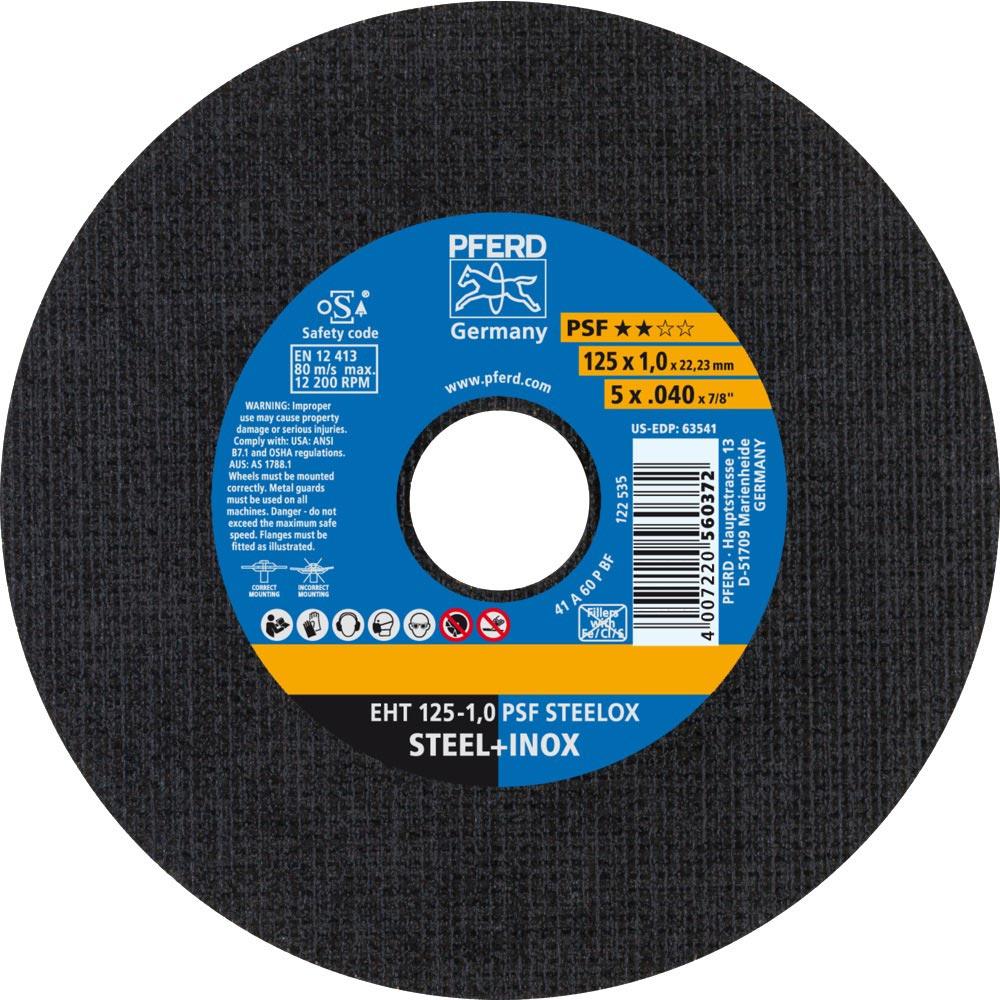 Trennscheibe PSF STEELOX D125x1mm gerade INOX Bohrung 22,23 mm
