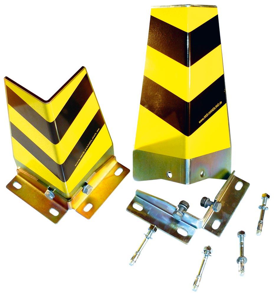 Ecken-Anfahrschutz-Set, seitlicher Schutz, mit Außenwinkel, inkl. Schrauben und Winkel, gelb/schwarz, Höhe 400 mm