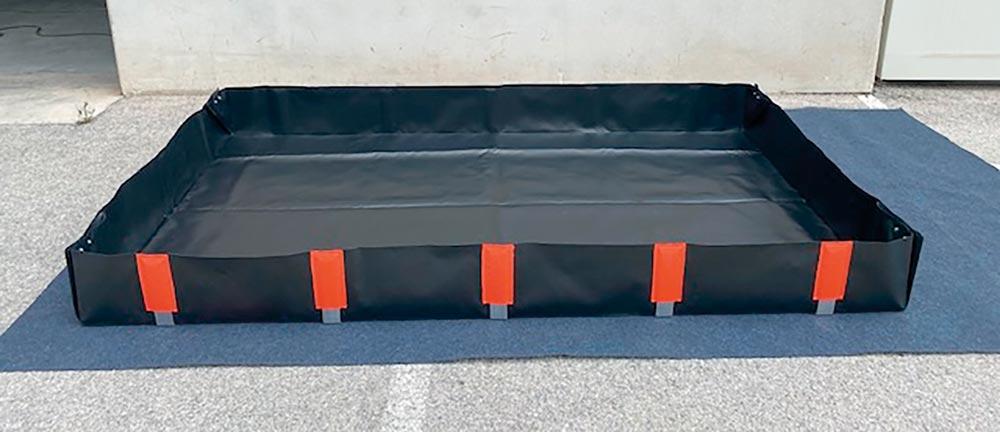 Flexible Auffangwanne, BxTxH 1500x2500x250mm, Aufnahme 937 Liter, für 8x200 Liter Fass
