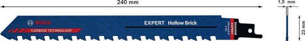 Säbelsägeblatt Expert Hollow Brick Länge 240 mm Breite 23 mm Zahnteilung TPI 2 12,7 mm S-Schaft 1 Stück / Karte