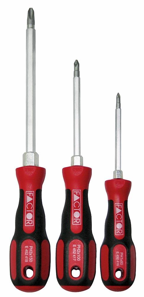 Kreuzschlitz-PZ-Schraubendreher-Satz mit 2-K-Griff 3tlg.