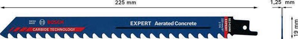Säbelsägeblatt Expert Aerated Concrete Länge 225 mm Breite 19 mm Zahnteilung TPI 3 8,5 mm S-Schaft 1 Stück / Karte