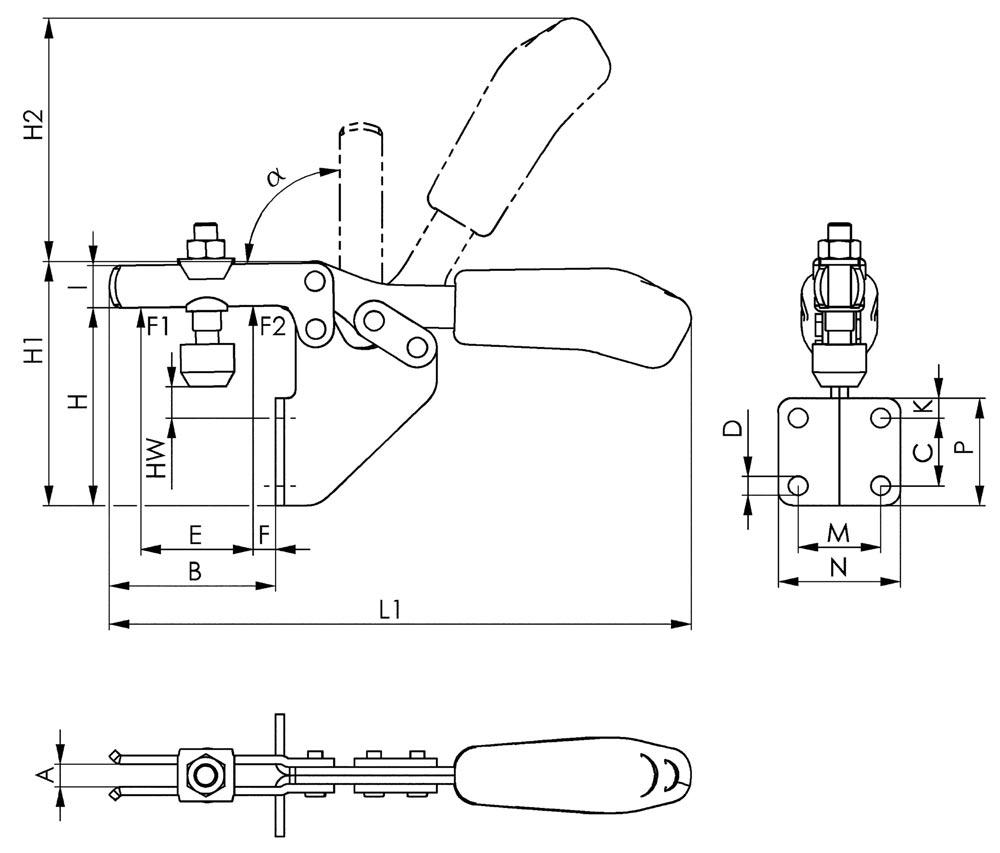 Waagrechtspanner Nr. 6833 Größe 1 Winkelfuß