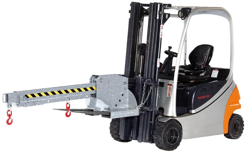 Kranarm für Gabelstapler, Länge 2260-3760 mm, Traglast 650-3000 kg, 6fach ausziehbar, 5fach höhenverstellbar, verzinkt