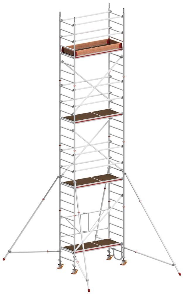 Fahrgerüst, klappbar, Arbeitsfläche 1900x650 mm, Standhöhe 6750 mm, Gerüsthöhe 7990 mm