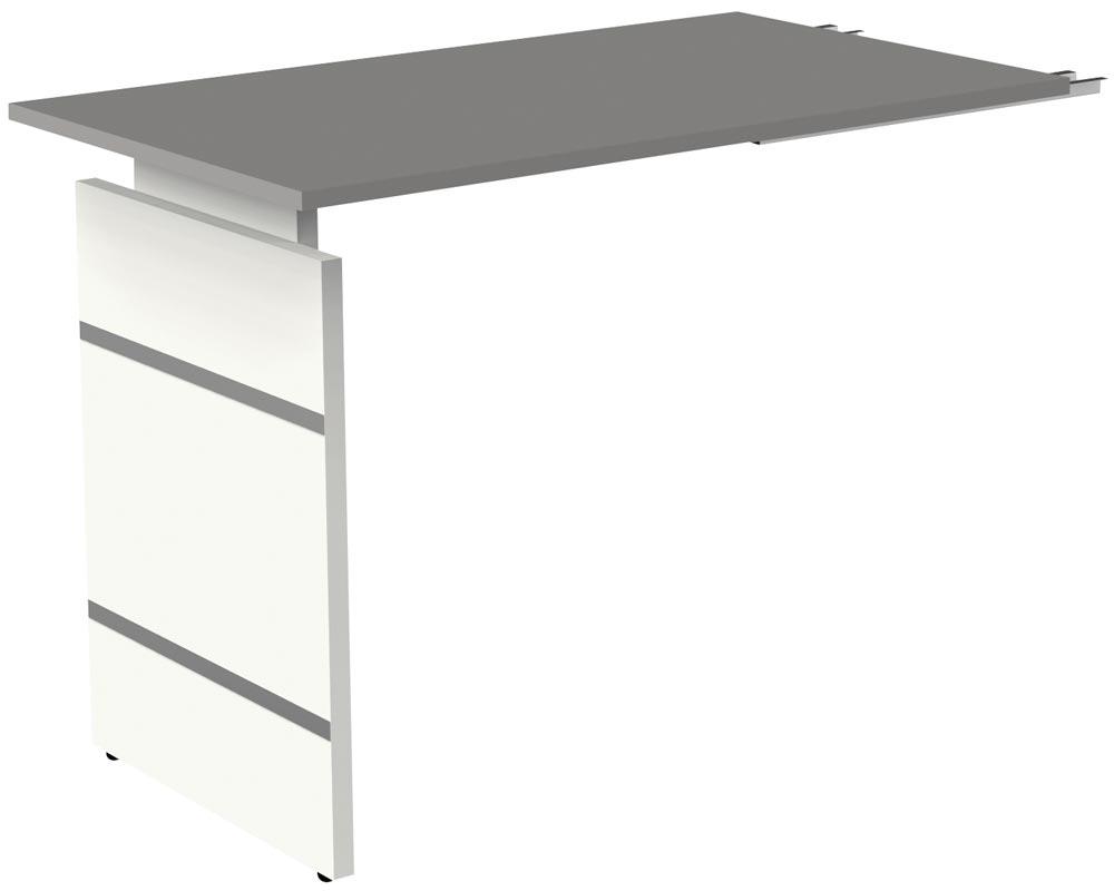 Anbau-Schreibtisch, BxTxH 1000x600x680-760 mm, Wangen-Gestell weiß, Platte graphit, inkl. Kabelkanal