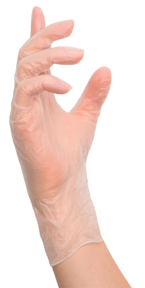 Vinyl-Einmalhandschuhe, transparent , Gr. M, Box a 100 St.